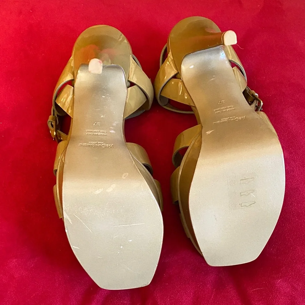 Yves Saint Laurent Beige Strappy Platform Heels NWOT - Picture 7 of 11
